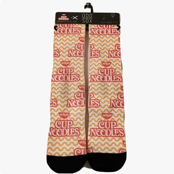 Cool Socks, Unisex Crew Compression Socks, Cup Noodles Print Adult Size 6-13 - Picture 5 of 5